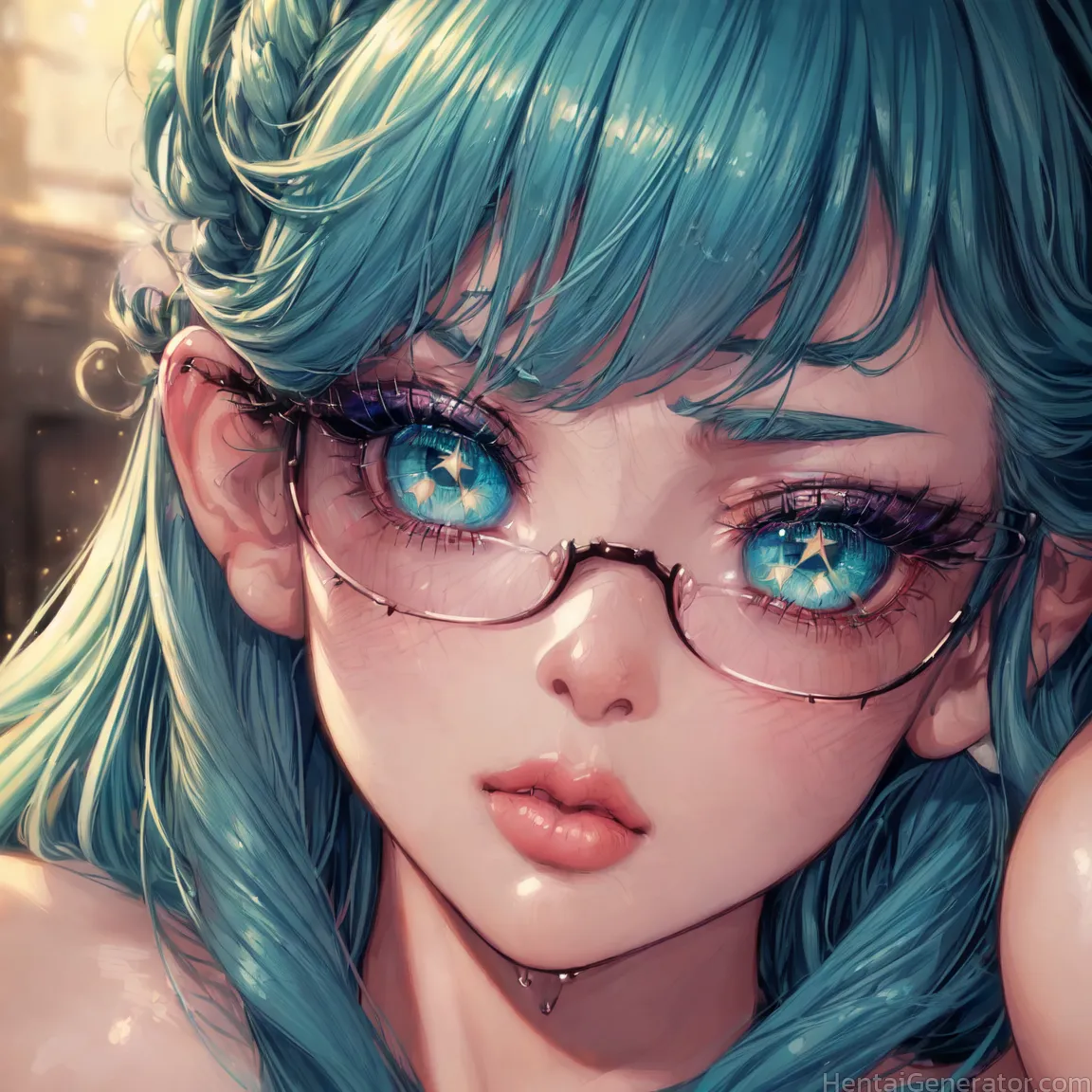  1girl aqua eyes aqua hair hentaigenerator bangs blue eyes blue hair close-up closed mouth deviantart hentaigenerator eye focus eyelashes face green h