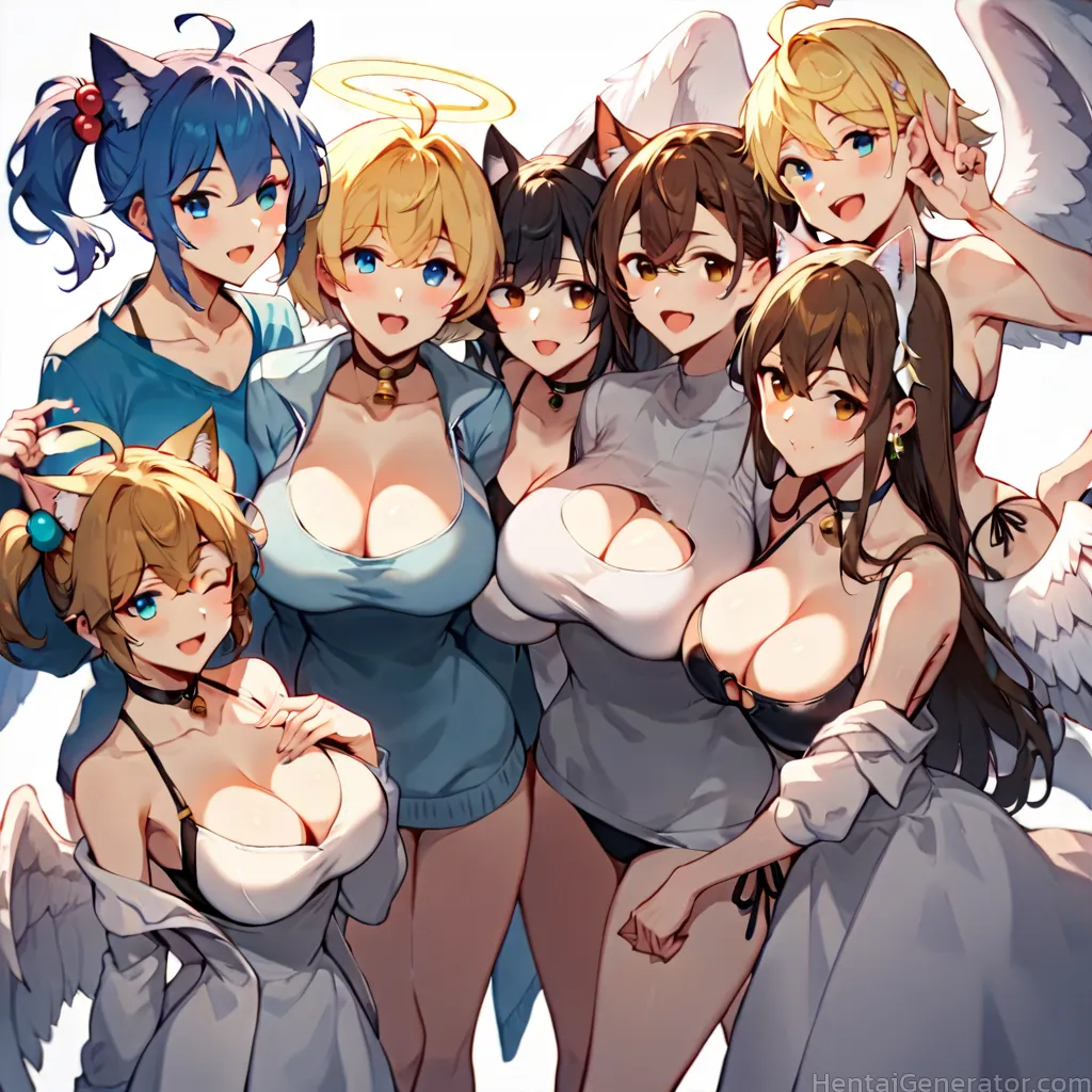  ahoge angel angel and devil angel wings animal ears bell bird wings black bikini black bra black choker black wings blonde hair blue choker blue eyes